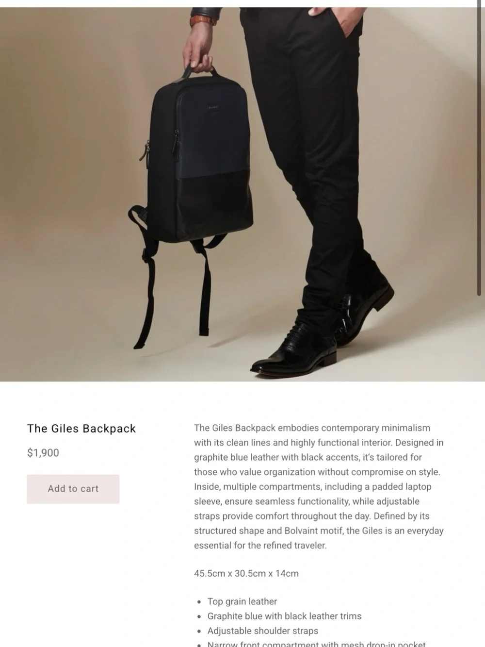 Minimalist Men's Backpack in Graphite Blue/Black